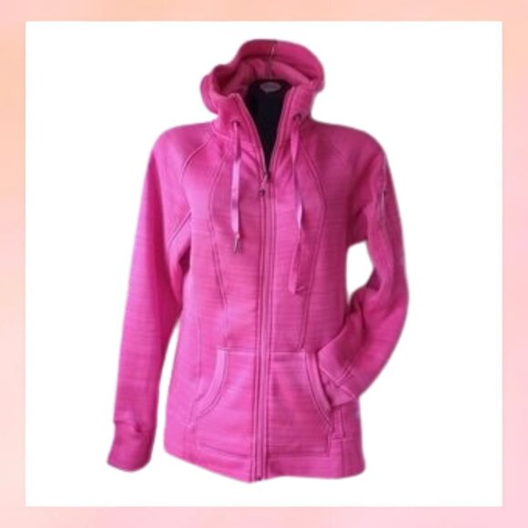 90 Degree Pink Heathered Athletic Zip-Up Hoodie- Size Large - Picture 1 of 6